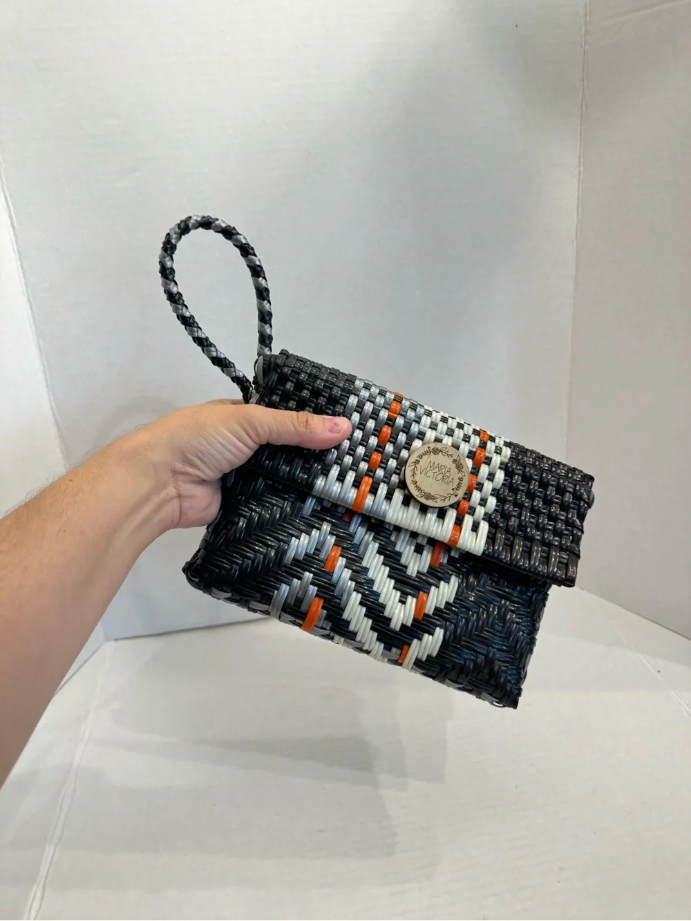 MARIA VICTORIA Handcrafted Artisan Made PVC Wristlet Clutch Bag Made in Mexico